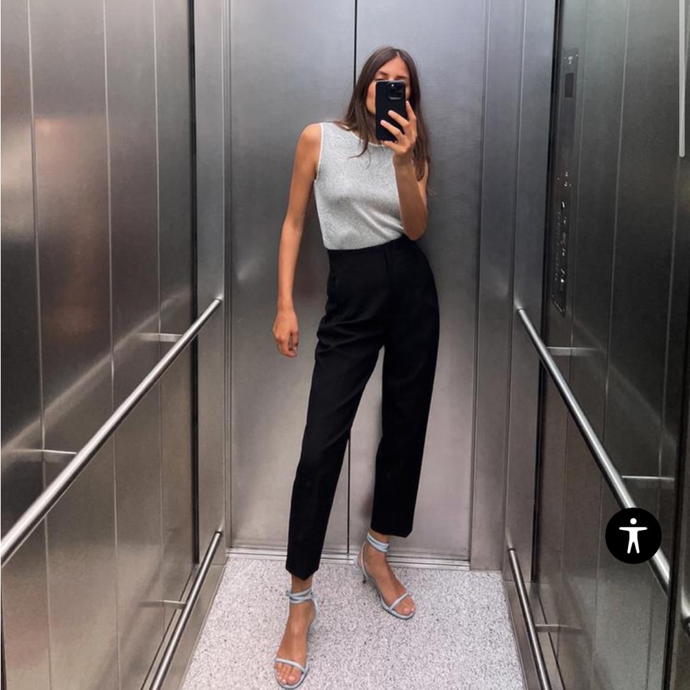 Zara High Waist Trousers Black